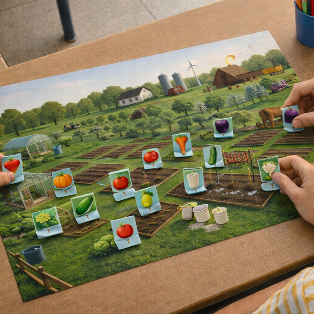 Landschapstekening met pionnen Landschapstekening met pionnen